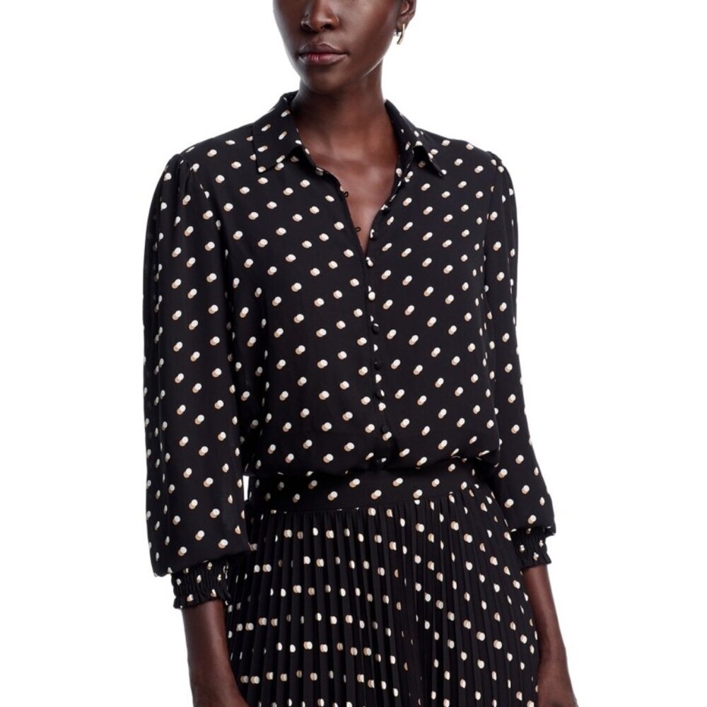 NWT T Tahari Women's Long Sleeve Button Down Blouse - Shadow Dot - Picture 5 of 5